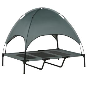 PawHut 48" x 36" Elevated Portable Dog Cot Cooling Pet Bed with UV Protection Canopy Shade