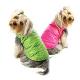 Reversible Parka Vest with Ruffle Trims (Option: Lime/Pink  XL)