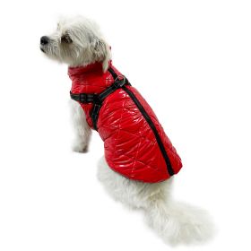 Water Resistant Puffy Vest with Built (Option: In Harness  Red  XL)