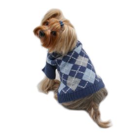 Argyle Turtleneck Sweater in Navy/Grey/Light Blue (Option: XL)