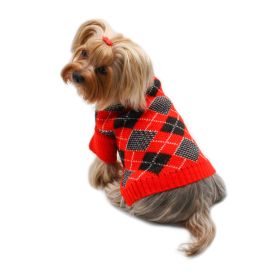 Argyle Turtleneck Sweater in Red/Black/White (Option: XL)