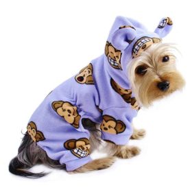 Adorable Silly Monkey Fleece Dog Pajamas/Bodysuit with Hood (Option: Lavender  XS)
