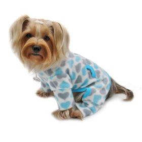 Blue & Gray Hearts Fleece Turtleneck Pajamas (Option: XS)