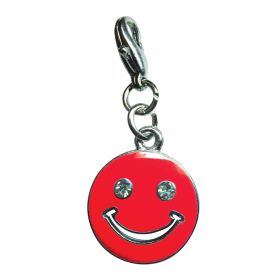 Happy Face with Sparkling Eyes Enamel Charm (Option: Red)