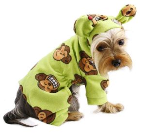 Adorable Silly Monkey Fleece Dog Pajamas/Bodysuit with Hood (Option: Lime  S)