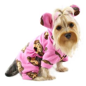Adorable Silly Monkey Fleece Dog Pajamas/Bodysuit with Hood (Option: Pink  M)