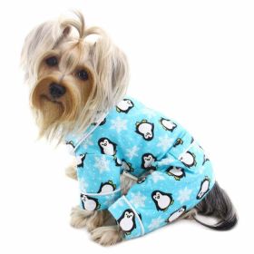 Penguins & Snowflake Flannel PJ with 2 Pockets (Turquoise) (Option: M)